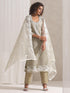 3 Pc SET - Fawn Beaded and Embroidered Organza Kurta and Border Dupatta with Pyjama